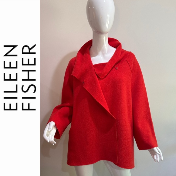 Eileen Fisher Woman Boiled Wool Topper Coat Jacket - Picture 1 of 15